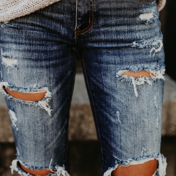 LAST 1 ❤️ SZ 11/29 Distressed Frayed Skinny Jeans - Picture 6 of 8